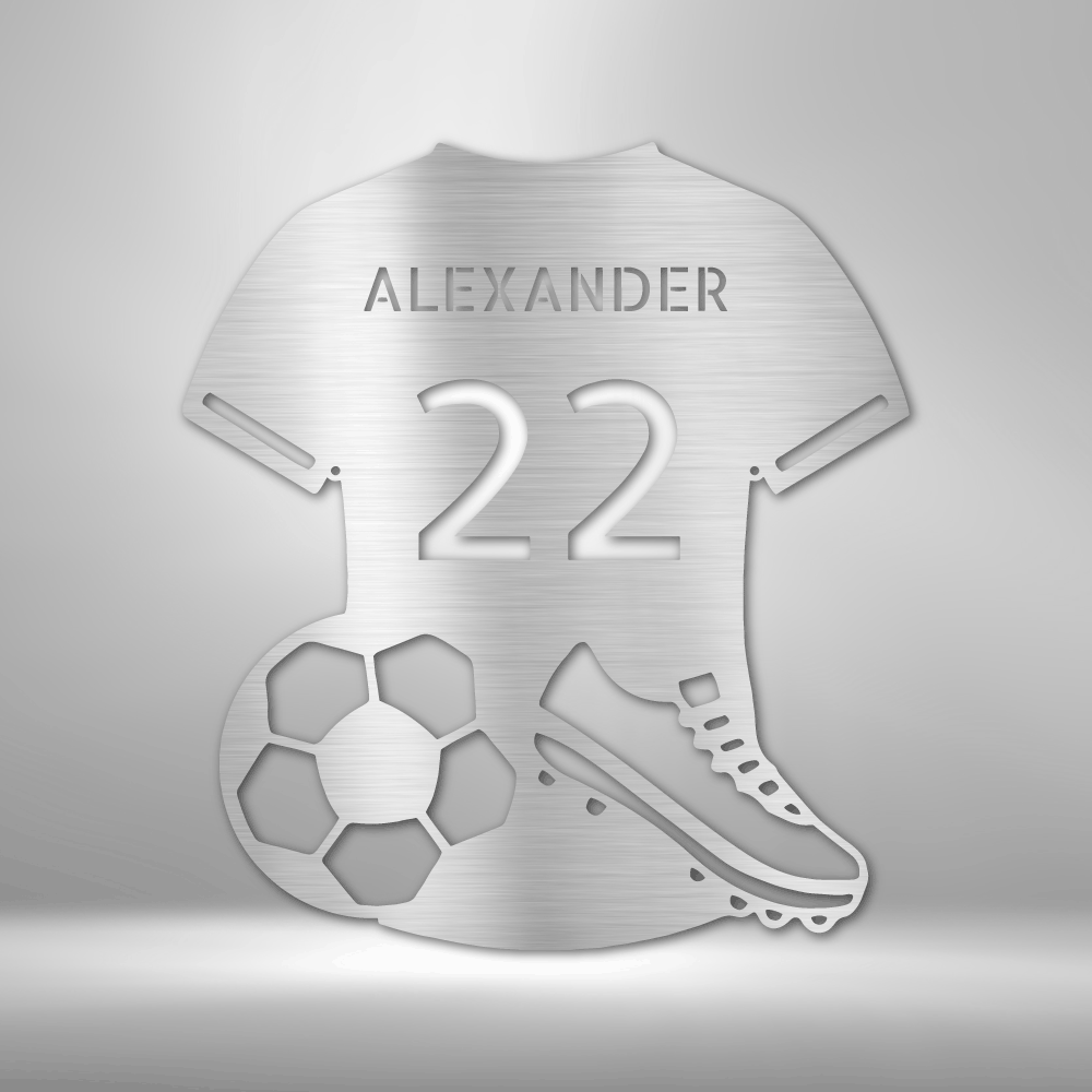 Sports | Soccer | Personalized | Name + Number | Soccer Jersey | Steel Sign | Metal Art |