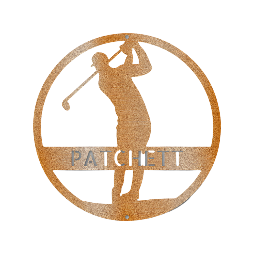Golf | Male Golfer | Personalized | Last Name | Steel Sign | Metal Art