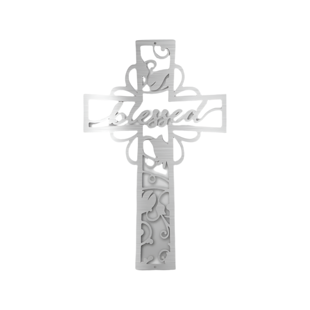 Christian Faith | Blessed | Cross | Steel Sign | Metal Art