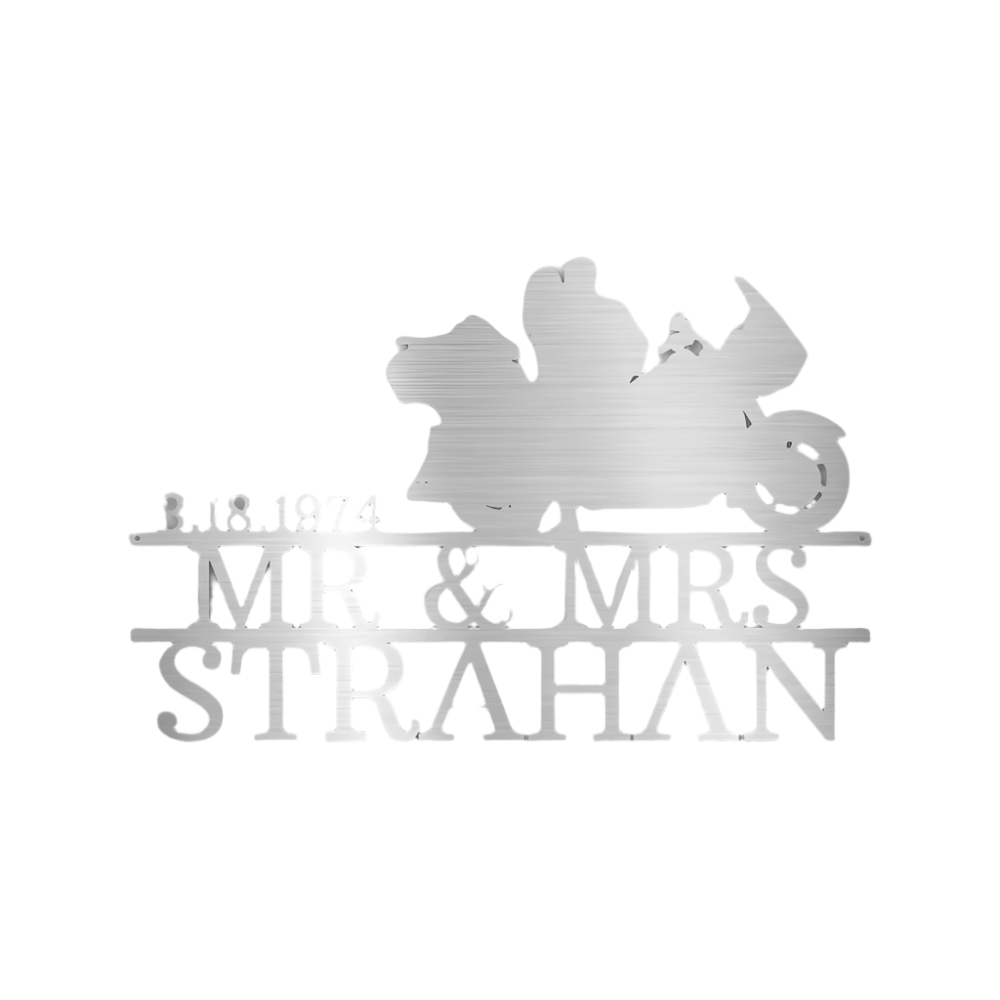 Biker Couple | Personalized | Steel Sign | Name+ Year | Motorcycle | Metal Art