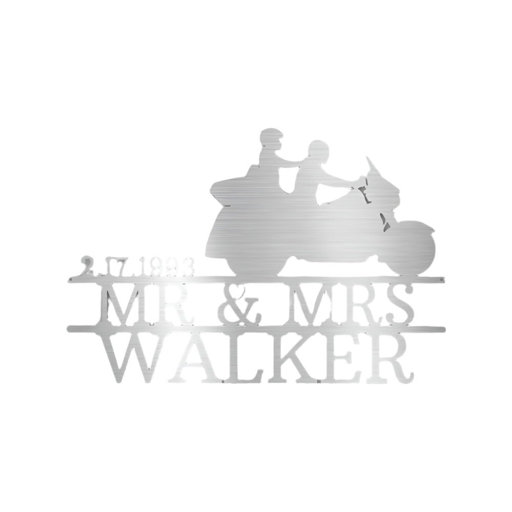 Biker Couple | Personalized | Name+ Year | Motorcycle | Metal Art