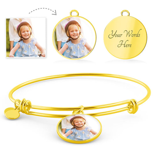 Personalized Bangle | Upload Your Photo | Circle Pendant