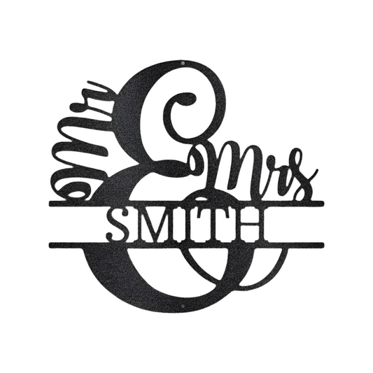 Steel | Metal Sign | Mr. & Mrs. Monogram | Couple | Romantic | Gift