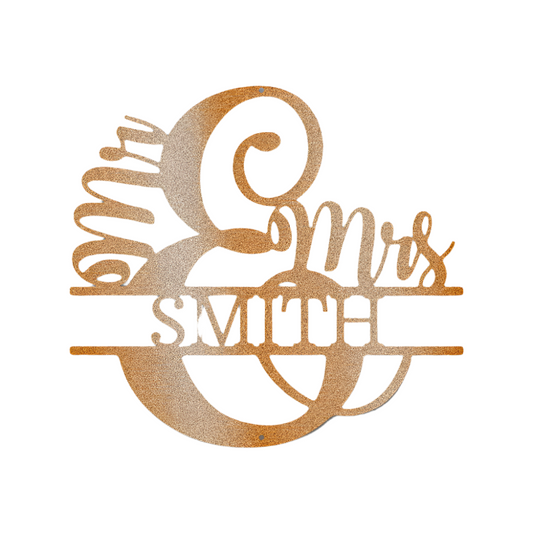 Steel | Metal Sign | Mr. & Mrs. Monogram | Couple | Romantic | Gift