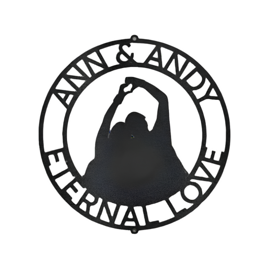 Steel | Metal Sign | Couple Silhouette Monogram | Couple | Romantic | Gift