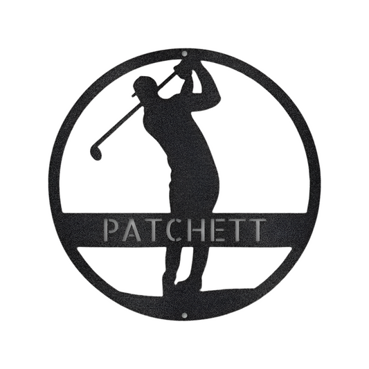 Golf | Male Golfer | Personalized | Last Name | Steel Sign | Metal Art