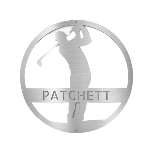 Golf | Male Golfer | Personalized | Last Name | Steel Sign | Metal Art