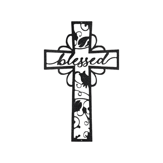 Christian Faith | Blessed | Cross | Steel Sign | Metal Art