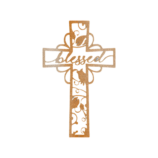 Christian Faith | Blessed | Cross | Steel Sign | Metal Art