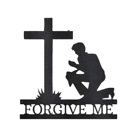 Christian Faith | Remembrance | Personalized | Kneeling Man | Cross | Steel Sign | Metal Art