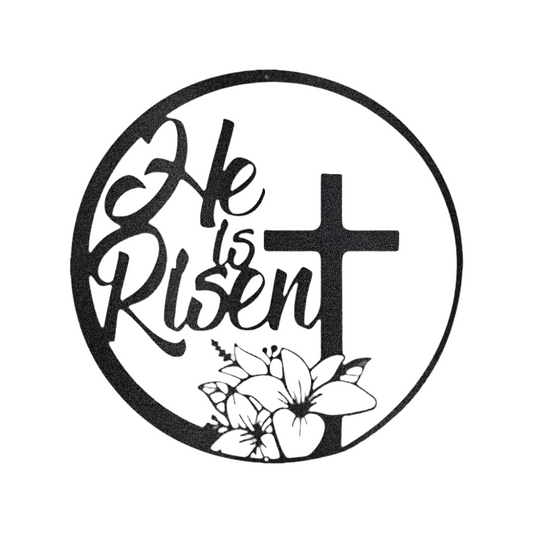 Christian Faith | Cross | He is Risen | Steel Sign | Metal Art