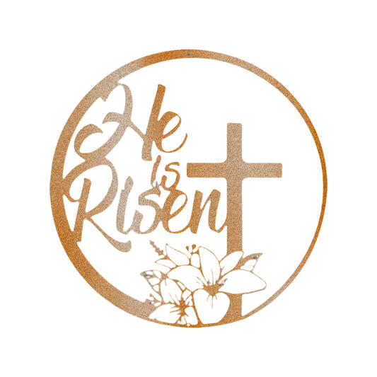 Christian Faith | Cross | He is Risen | Steel Sign | Metal Art