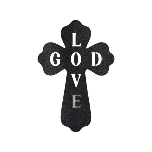 Cross | Love God | Steel Sign | Metal Art | Christian Faith