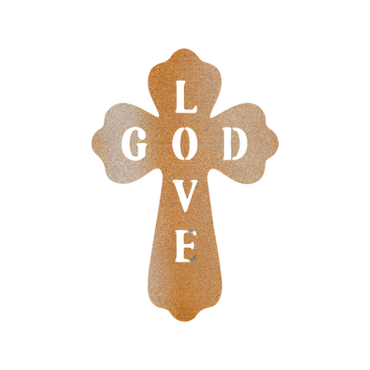 Cross | Love God | Steel Sign | Metal Art | Christian Faith