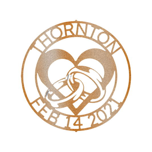 Couple | Personalized | Engagement/ Wedding | Heart & Rings | Romantic | Gift | Metal Art