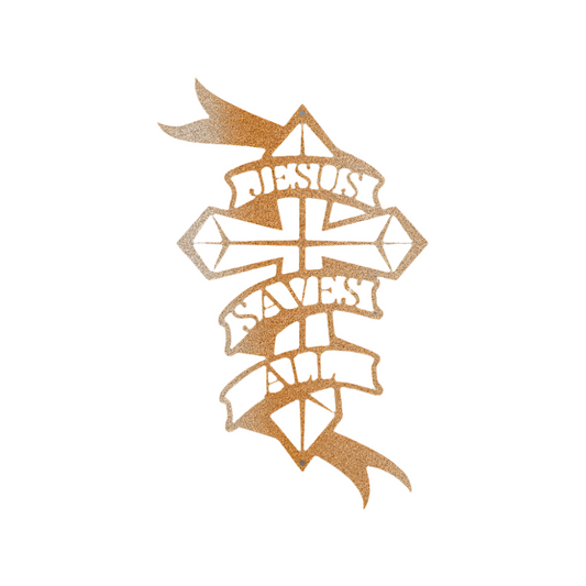 Christian Faith | Cross | Jesus Saves All | Steel Sign | Metal Art