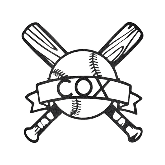 Sports | Baseball | Personalized | Name | Double Bats 2 | Steel Sign | Metal Art