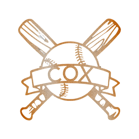 Sports | Baseball | Personalized | Name | Double Bats 2 | Steel Sign | Metal Art