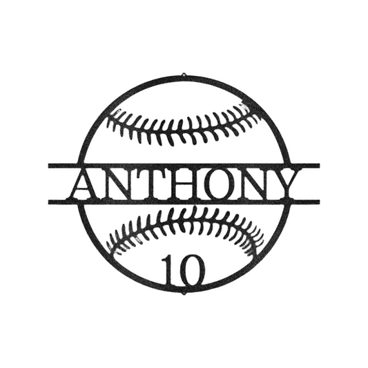 Sports | Baseball | Personalized | Name + Number | Baseball Steel Sign | Metal Art