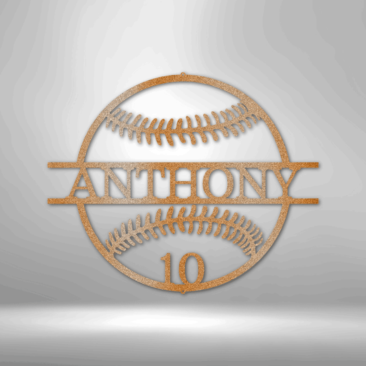 Sports | Baseball | Personalized | Name + Number | Baseball Steel Sign | Metal Art