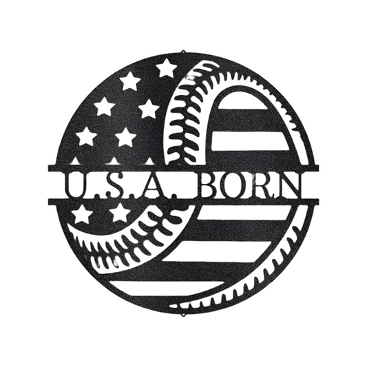 Sports | Baseball | Personalized | Name or Quote | American Flag Baseball | Steel Sign | Metal Art