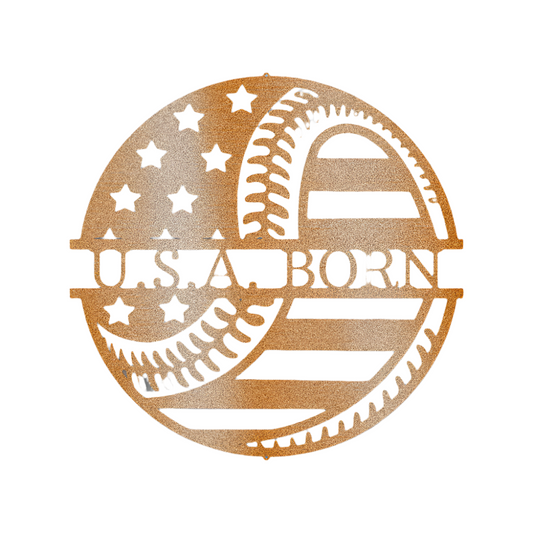 Sports | Baseball | Personalized | Name or Quote | American Flag Baseball | Steel Sign | Metal Art
