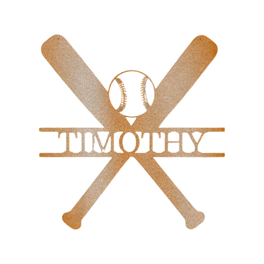 Sports | Baseball | Personalized | Name | Double Bats 1 | Steel Sign | Metal Art