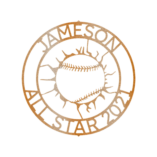 Sports | Baseball | Personalized | Name + Quote | Ball Wall | Steel Sign | Metal Art