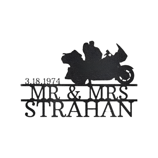 Biker Couple | Personalized | Steel Sign | Name+ Year | Motorcycle | Metal Art