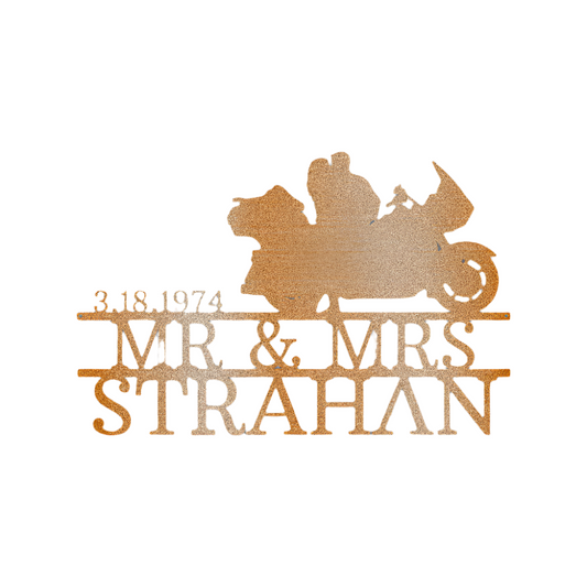 Biker Couple | Personalized | Steel Sign | Name+ Year | Motorcycle | Metal Art