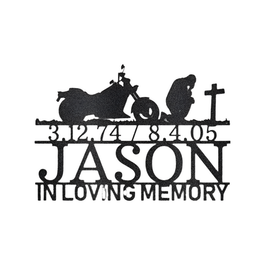 Biker | Remembrance | Personalized | Steel Sign | Name+ Date | Motorcycle | Metal Art