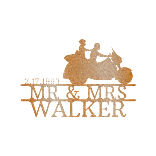 Biker Couple | Personalized | Name+ Year | Motorcycle | Metal Art