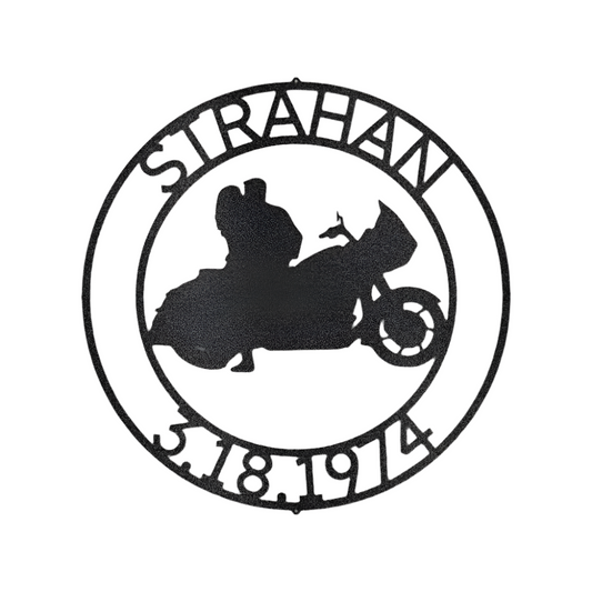 Biker Couple | Personalized | Steel Sign | Name+ Year | Motorcycle | Metal Art