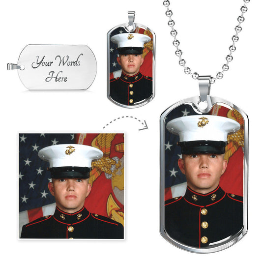 Personalized Necklace | Upload Your Photo | Military Dog Tag