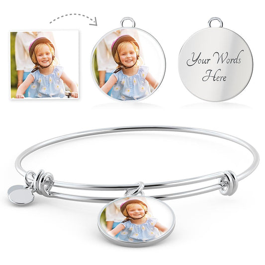 Personalized Bangle | Upload Your Photo | Circle Pendant